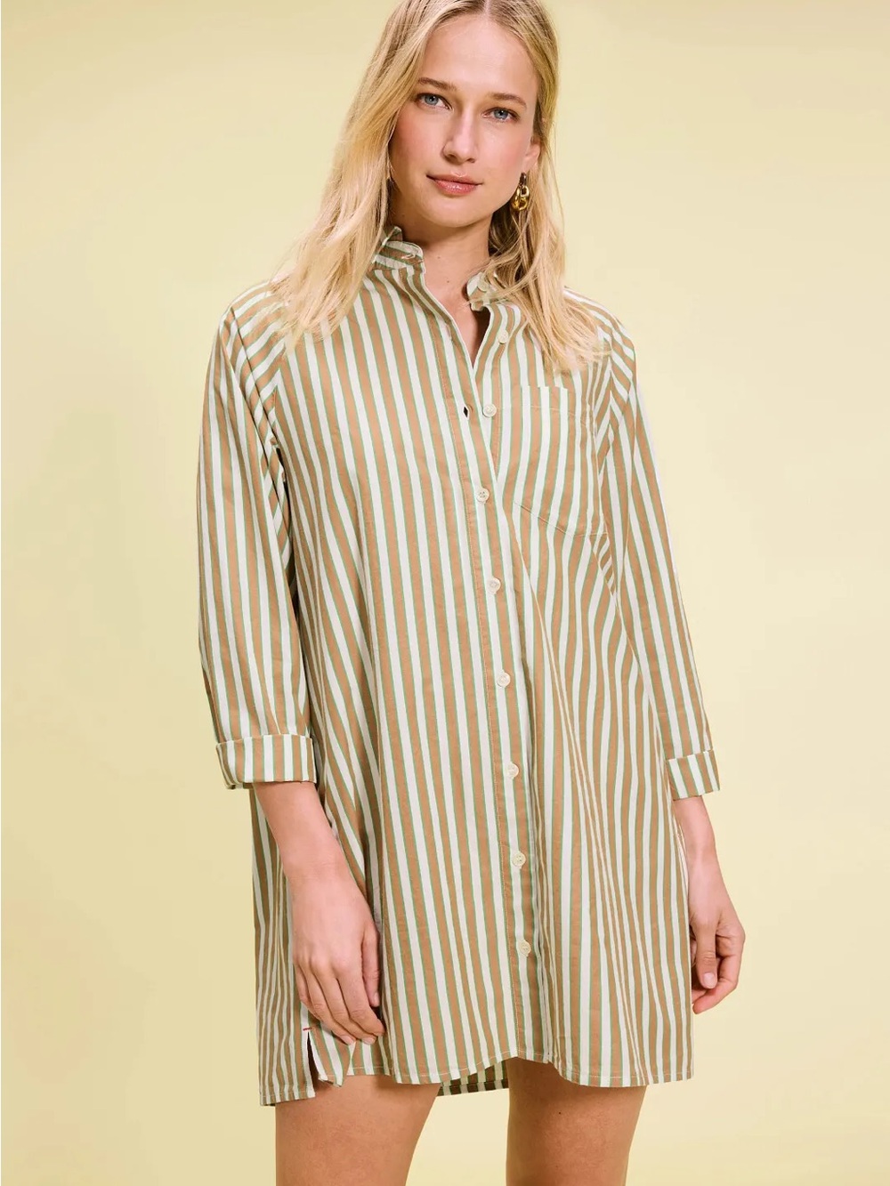 XIRENA Flora Dress - Tobacco/Green Stripe